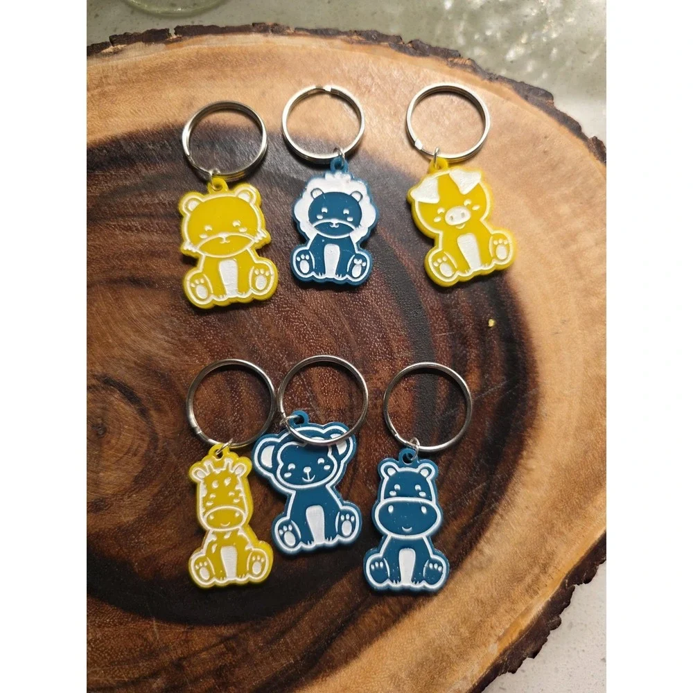 Custom 3D printed Animal Keychains-Yellow And Green